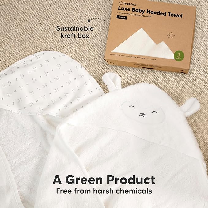 KeaBabies Hooded Baby Towel for Newborn - Viscose Derived from Bamboo Large Baby Bath Towels with Hood for Boys, Girls, Toddler, Extra Absorbent & Soft Newborn Bath Essentials (Wildscape, Regular)