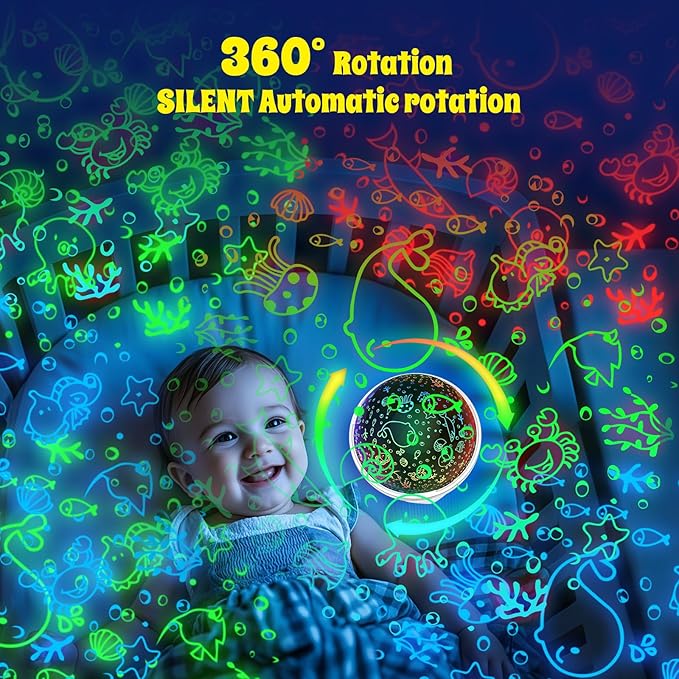 Night Light Projector, Night Light for Kids, Star Projector, 54 Light Color 360 Degree Rotation Kids Night light, Rechargeable Lamp for Bedroom, Light Projector Birthday Christmas Gifts for Boys Girls