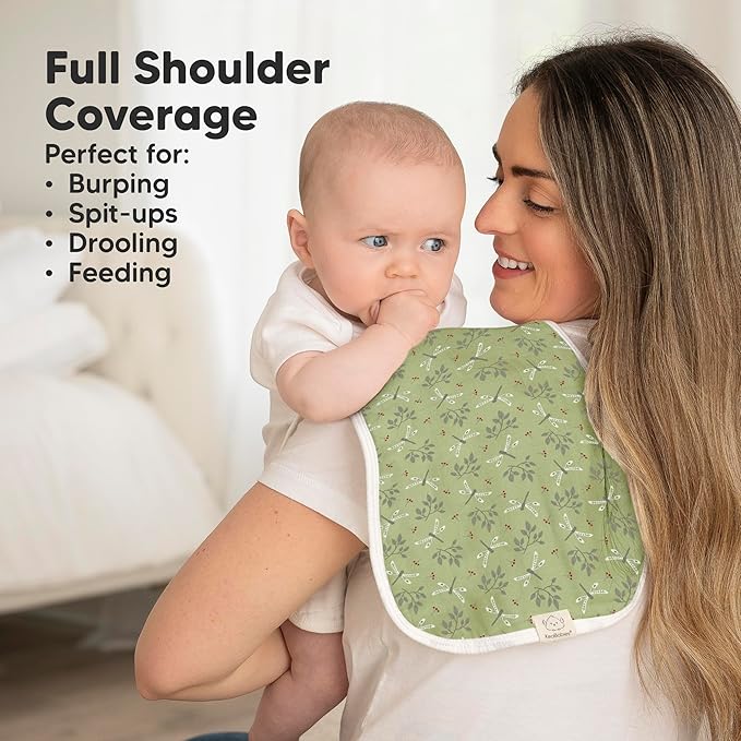 5-Pack Muslin Burp Cloths Baby Boy, Girl - Very Absorbent Baby Burp Cloth Rags, 8-Layers Viscose Derived from Bamboo Cotton Muslin Towel, Super Soft Spit Up Rags, No Shrink Washcloths (Fall Spores)