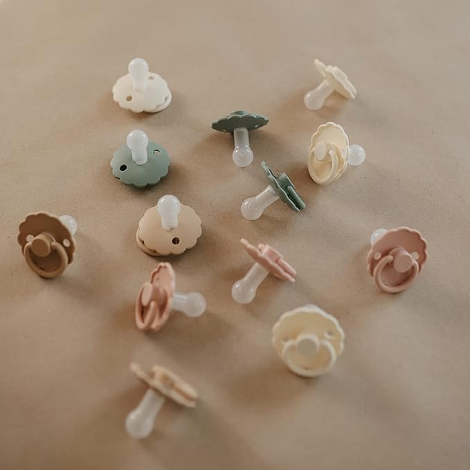 FRIGG Daisy SilkySoft Silicone Baby Pacifier | Made in Denmark | BPA-Free (Biscuit/Lily Pad, 0-6 Months)