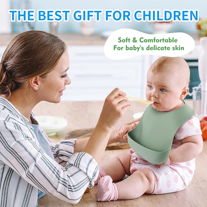 ME.FAN Silicone Baby Bibs for Babies & Toddlers | Adjustable Silicone Bibs 2 Set