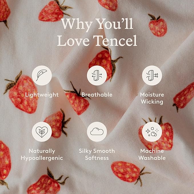 Baby Tula Stretchy Tencel™ Baby Wrap Carrier – Soft Newborn & Infant Wrap Sling, Ergonomic Hands-Free Baby Carrier, Breathable & Adjustable, Eco-Friendly for 8–25 lbs - Strawberry