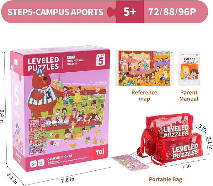 TOI Leveled Puzzles for Kids Aged 4 and Up, Toddler Puzzle Preschool Learning Jigsaw Puzzles, Large Pieces Educational Game for Boys Girls, Cognitive Story Step 5