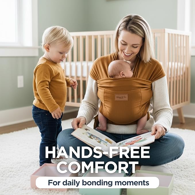 Baby Wrap Carrier - Premium Cotton Baby Carrier Wrap for Newborn to Toddler- Infant Carrier- Baby Holder One Size Fits All with Front Pocket (Black) by Max&so