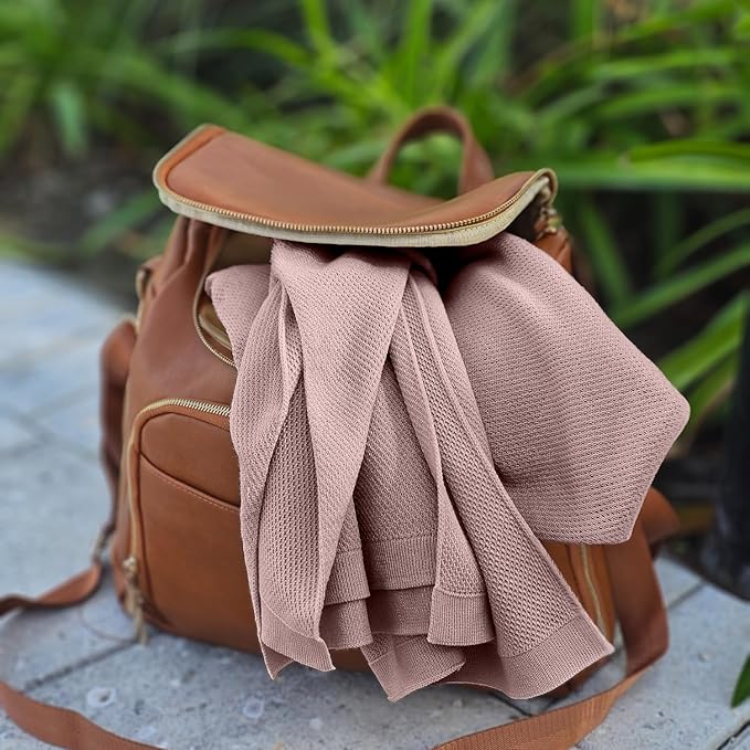 Little Rou Peekaboo Nursing Cover Up for Breastfeeding - Breathable Knit - Soft Organic Cotton & Cashmere Breast Feeding Poncho for Women - Privacy Feature - Includes Mesh Laundry Bag (Mauve)