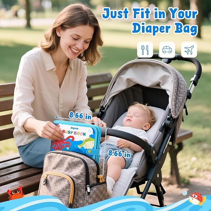 JoyCat Ocean Busy Book for Toddlers 1-3 - Travel Toy Activity Book for 1 2 3 Year Old Boys Girls, Educational Travel Toy with Sea Animals & Life Skills, Toddler Birthday Gift, Autism Sensory Toys