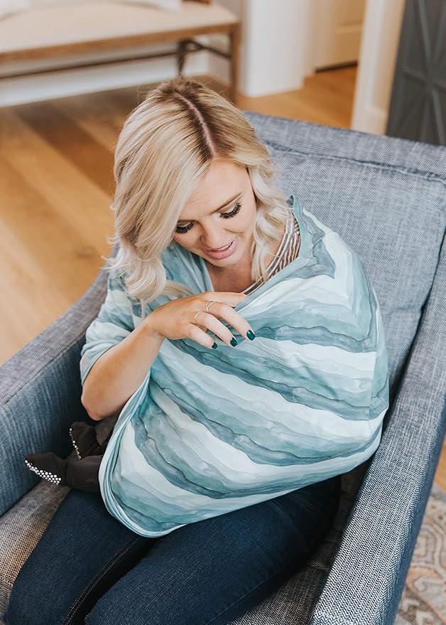 Copper Pearl Multi-Use Cover: Car Seat, Nursing, Stroller Cover - Stretchy Fabric, All-Season, Stylish Designs, Easy Access for Moms - Waves