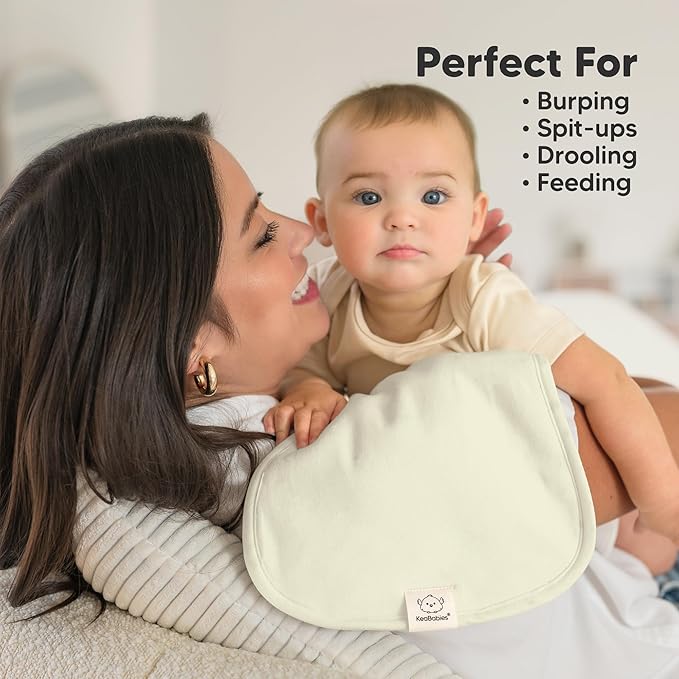 Organic Burp Cloths Baby Boy & Girl - 5-Pack Super Absorbent Cotton Burping Cloths for Babies, Soft & Plush Newborn Spit Up Rags, Infant Towels for Milk Spit Up, Unisex, Large 21" x 10" (Dew)