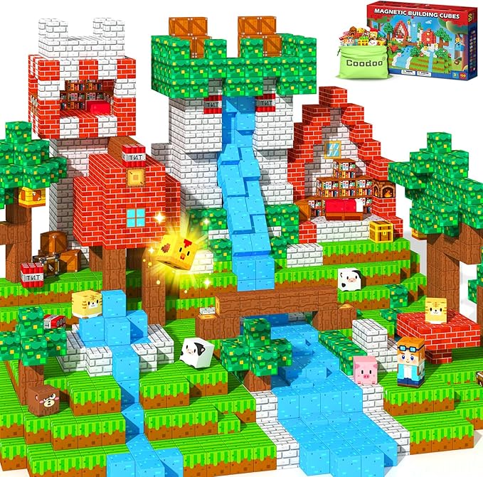 150 PCS Magnetic Blocks Toddler Toys, Magnetic Tiles Building Toys Blocks Forest Set for Kids Aged 3+, STEM Sensory Outdoor Toys Birthday Gifts Classroom Must Haves for Toddler Boys Girls 3 4 5 6 7 8