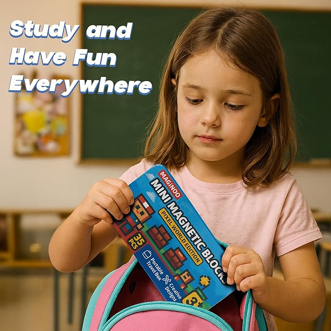 35PCS Pixel World Edition Mini Magnetic Blocks – Creative 3D Building Cubes, STEM Educational Travel Magnet Toy with Iron Box, Safe Learning Gift for Kids Ages 3–8, Boys & Girls