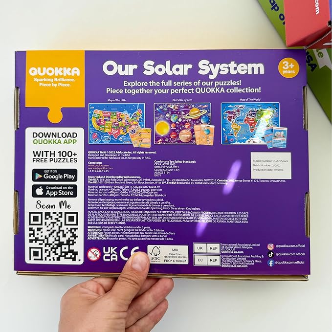 QUOKKA Solar System Puzzles for Kids Ages 4-6 - 70 Pcs Fun Kids Puzzles Ages 5-8 Preschool Floor Activities - Includes 50 Cards with 400+ Space Facts- Planet-Shaped Jigsaw Puzzle Gift for Girls Boys