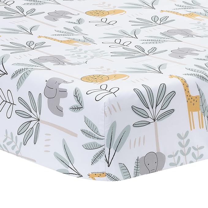 Lambs & Ivy Jungle Adventure Linen/Cotton 3-Piece Nursery Baby Crib Bedding Set
