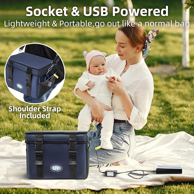 UV Sanitizer Box, 12L Ozone Portable Sanitizing and Cleaning Machine with 3-Level Timer, Foldable UV Cleaner Box for Phone, Toys, Mask, Towel, key, Ozone UV Box ﻿