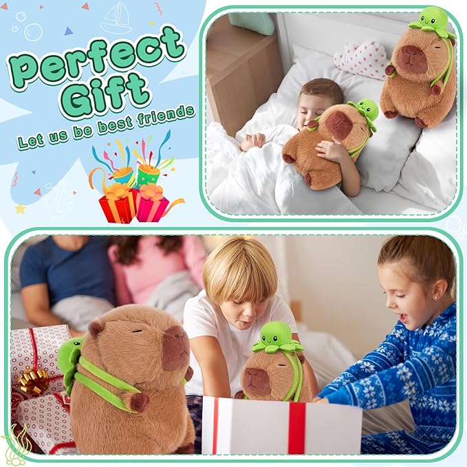 Achwishap Capybara Plush,Capybara Stuffed Animal Cute Plushies,Capybara Plush Toys,Kawaii Plushie Stuffed Toy with Octopus Backpack Plushies Gifts for Kids Adults(Capybara with Octopus Backpack,9.1”)