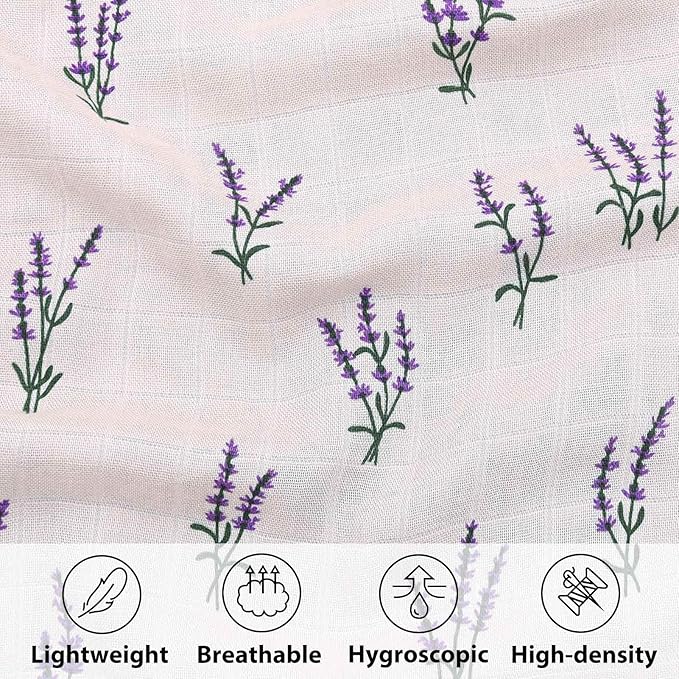 LifeTree Baby Blankets for Boys Girls, Soft Double Layer Swaddle Blankets, Muslin Front and Dotted Fleece Backing Receiving Bed Throw Blanket for Newborn Unisex, 31X40 Inches, Lavender