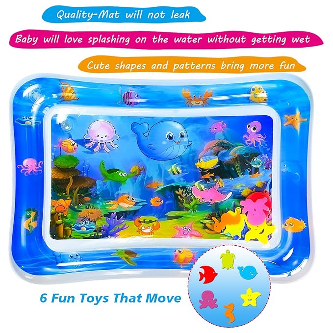 ZHUYNXIR Water mat Infant Toys, Water mat Baby, Inflatable Play Mat Water Cushion Baby Toys, Fun Early Development Activity Play Center for Newborn (27.5x20 in)