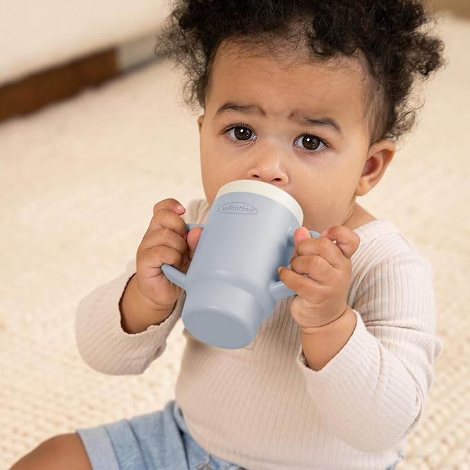 Infantino My 1st Tiny Tumbler, Silicone Sippy Cup with Straw & Handle, Spill-Resistant Baby Cup for On-the-Go, BPA-Free Transition Cup, 4.7oz, Clarity