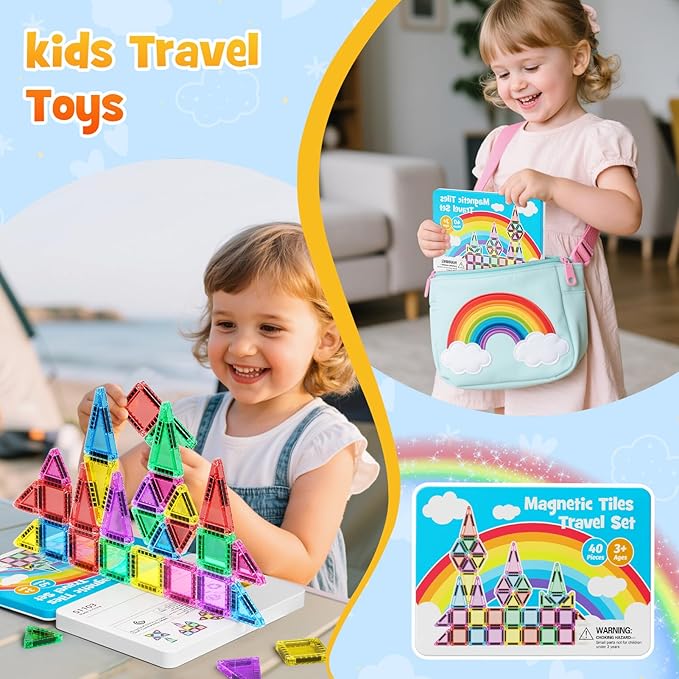 Mini Magnetic Building Toys for 3-8 Year Olds and Toddlers, STEM Magnet Travel Construction Set with Storage Box - Educational Birthday Gifts for Boys & Girls