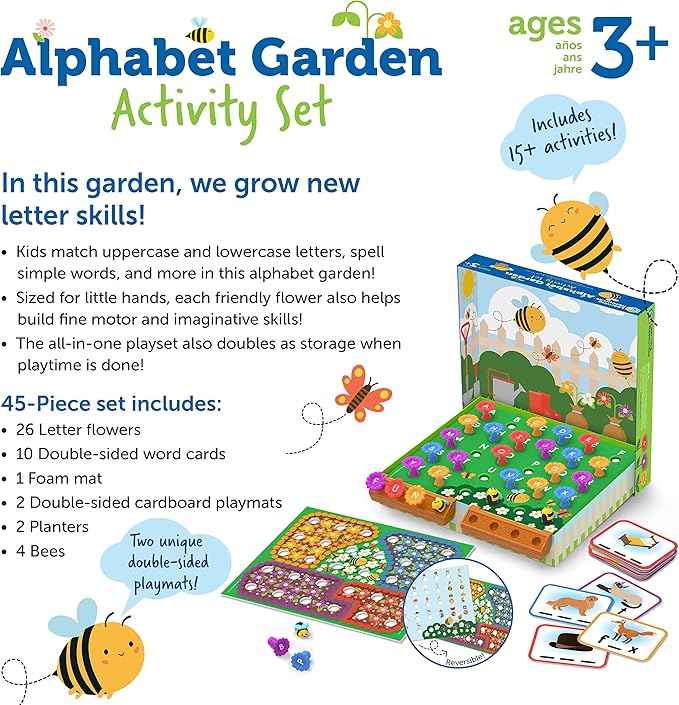 Learning Resources Alphabet Garden Activity Set - 45 Pieces, Age 3+ Educational Indoor Games, Preschool Alphabet, Toddler Brain Toys, Toddler Preschool Learning