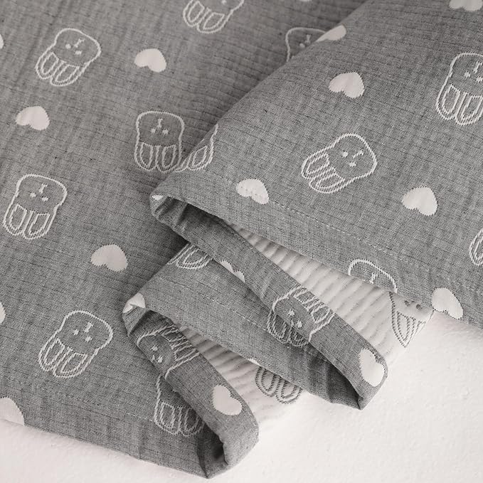 NTBAY 3 Layer Muslin Cotton Toddler Blanket, Jacquard Reversible Nursery Bed Blanket, Super Soft and Thermal for All Seasons, Decoration Gift, 30"x40", Dark Grey Rabblt