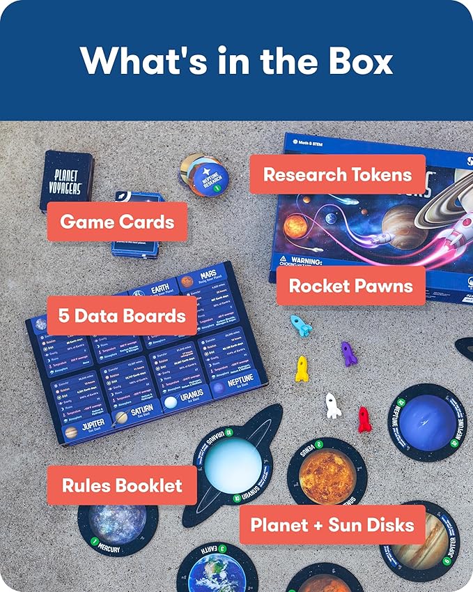 SimplyFun Planet Voyagers - Astronomy Children’s Game - Helps Teach Reading & Science Skills - 3rd to 5th Grade Level - 2-5 Players, for Ages 8 & Up