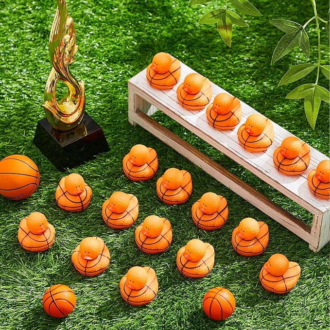 Deekin 50 Pcs Rubber Duck 2 Inch Bulk Sport Party Favors for Birthday Party Decorations Club Player Gift (Basketball)