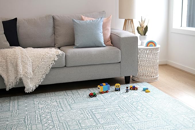 Cushmat Stylish Reversible Foam Play Mat (Large, Explorer - Coral Teal) - Soft, Waterproof, Durable Play mat for Infants, Babies, Toddler, Kids & Grownup - 6.5ft x 4.5ft