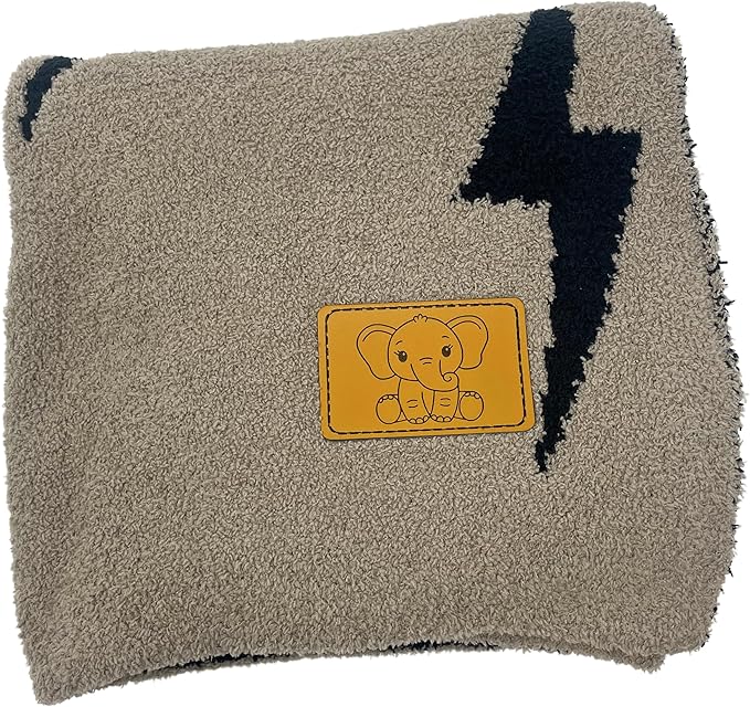 Lightning Bolt Baby Blanket 28"x40" - DreamSoft Knit Throw for Crib, Stroller or Car Seat - Soft Receiving Blanket/Newborn Nursery Gift Essential for Toddler, Infant, Kids, Boys & Girls (Black/Brown)