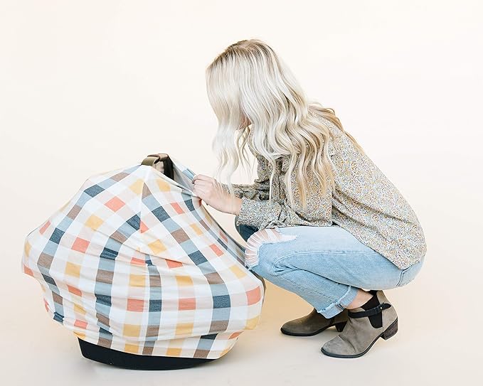 Baby Car Seat Cover Canopy and Nursing Cover Multi-Use Stretchy 5 in 1 Gift Harvest by Copper Pearl