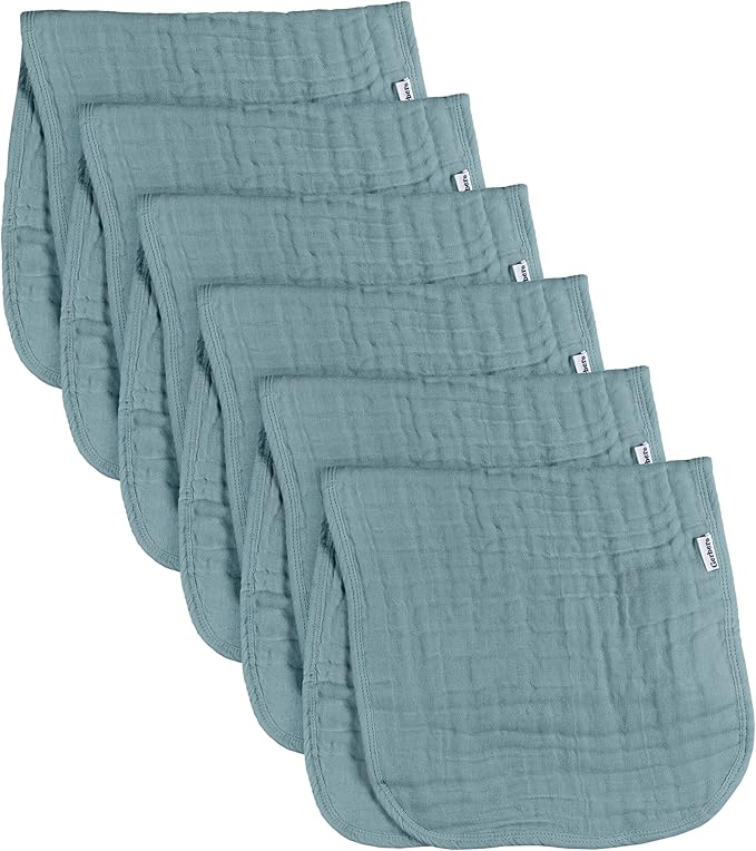 Gerber Baby Unisex Muslin Burp Cloths 6-Pack, Teal, Large Size 20" x 10"