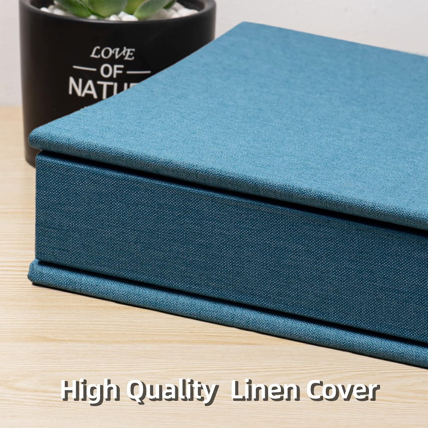 Large Photo Album Self Adhesive 4x6 8x10 10x12 Scrapbook Magnetic Album DIY Scrapbook Length 13 x Width 12.8 (Inches) 120 Sticky Pages Linen Cover DIY Photo Album(Sky blue)