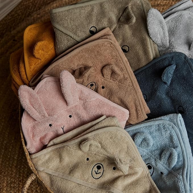 Baby Hooded Towel – Organic Cotton Baby Bath Towels – Baby Towels, Baby Bath Towels for Baby Boy, Baby Girl, 32" x 32" Super-Soft and Absorbent Baby Towels for Newborn (Bear - Natural)