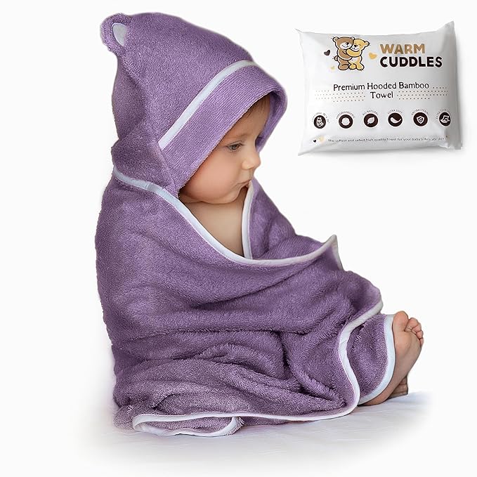 Premium Baby Bath Towel - Rayon Made from Bamboo Hooded Baby Towels - Newborn Baby Towel with Hood - Large Hooded Towel for Newborn Infant Boy Girl (Purple)