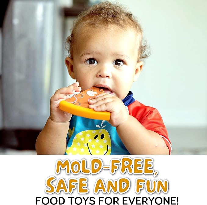 SplashEZ Food Bath Toys | Mold Free Bath Toys for Kids & Toddlers with No Hole for Water | Ideal Size for Little Hands | Safe, Durable for Baby Tub Ages 0 & Up | Ice Cream Taco Hamburger Hot Dog Pizza