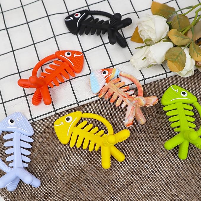 3in1 Infant Toys, Baby Teething Toys 0-3-6-12 Months, Teethers for Babies 3-6 6-12 Months for Teething Relief, Gifts, Silicone, Sensory, Baby Toys 0-6 Months, USA Patent Pending,Rainbow Fish