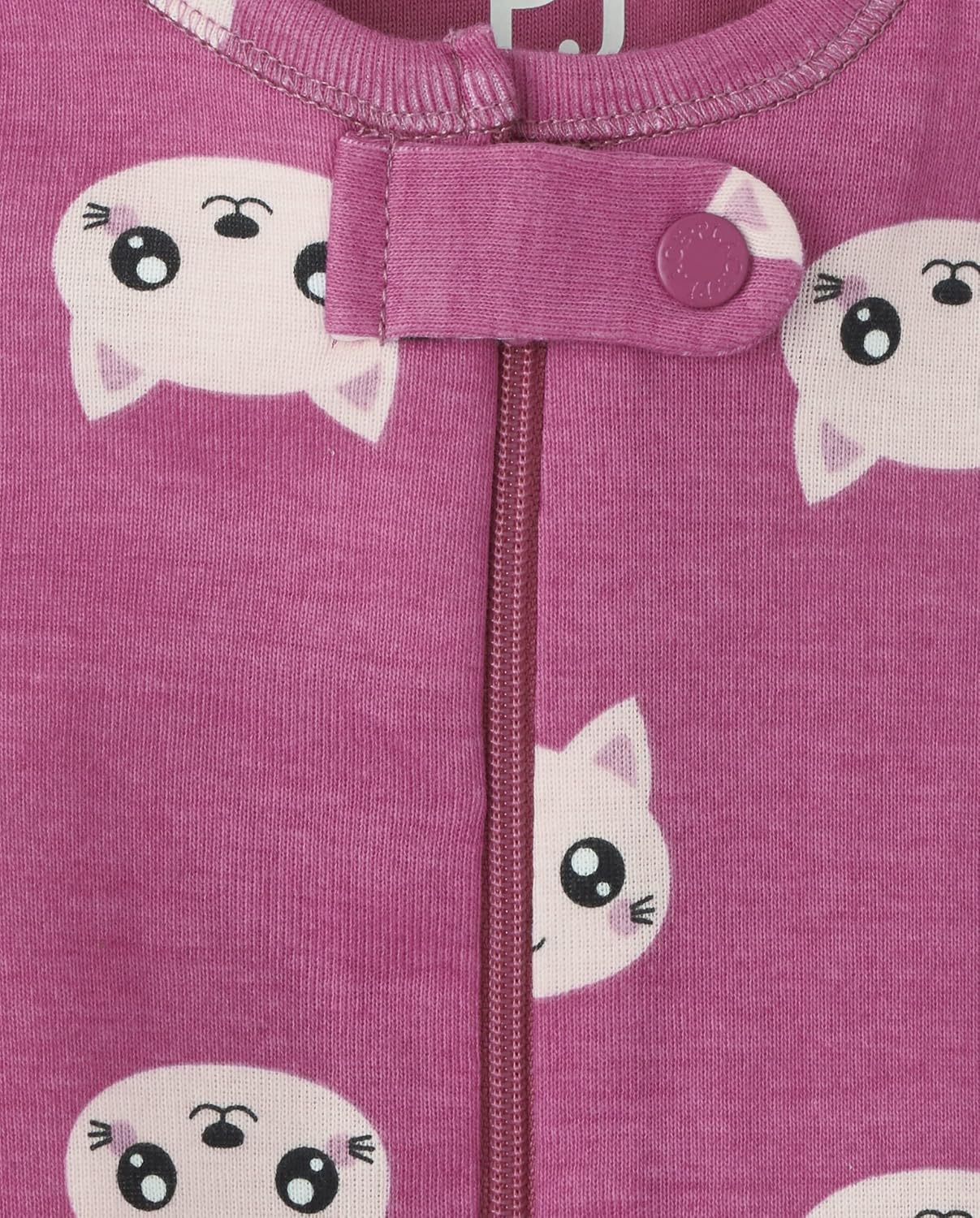 The Children's Place Baby Girl's and Toddler 100% Cotton Long Sleeve Zip Front One Piece Footed Pajamas,Sleep & Play