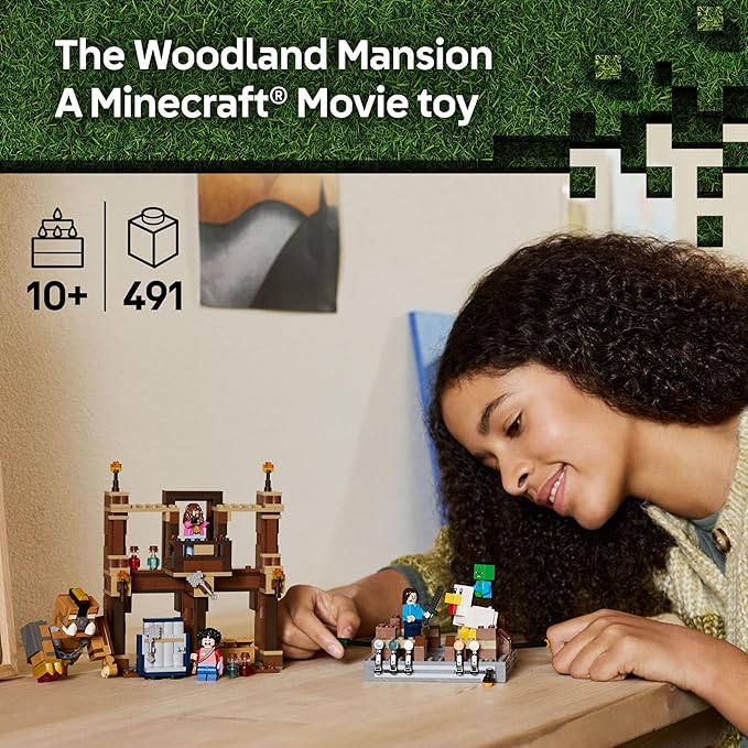 LEGO Minecraft Woodland Mansion Fighting Ring - Building Toy for Kids Age 10+ - Includes Steve, Garrett, & Henry Minecraft Figures, Plus a Chicken Jockey & More - Birthday Gift Idea for Fans - 21272