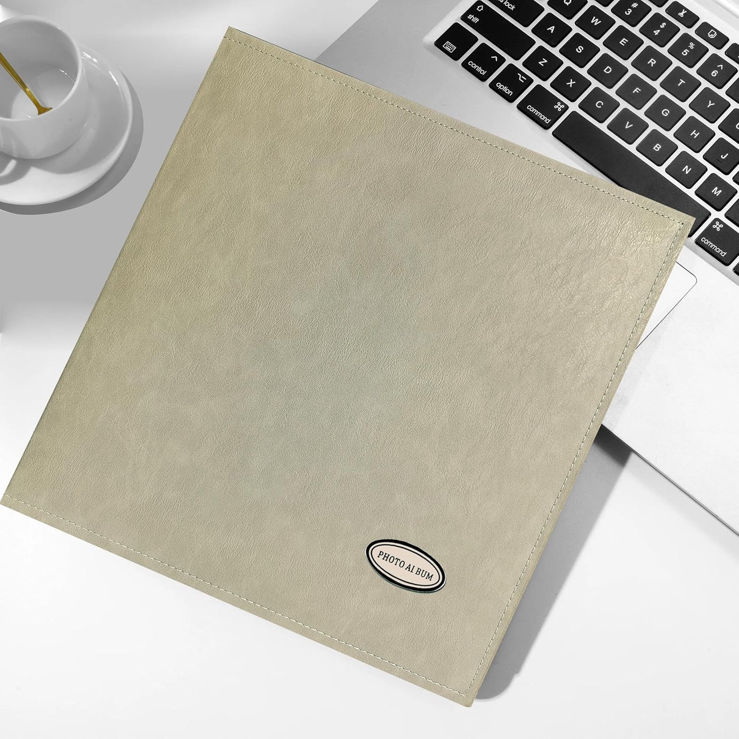 Self-Adhesive Photo Album, Dust-free, glue free and waterproof Scrapbook Album, Family album, Leather Cover, Hand Made DIY Albums Holds 3x5, 4x6, 5x7, 6x8,8x10 photos (Oatmeal, Large)