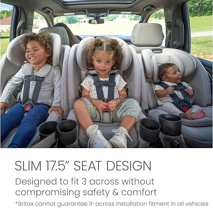 Britax One4Life Slim All-in-One Car Seat, 10 Years of Use, 17.5” SpaceSaver Design, Converts from Rear-Facing Infant Car Seat to Forward-Facing Booster Seat, ClickTight Installation, Mineral Gray