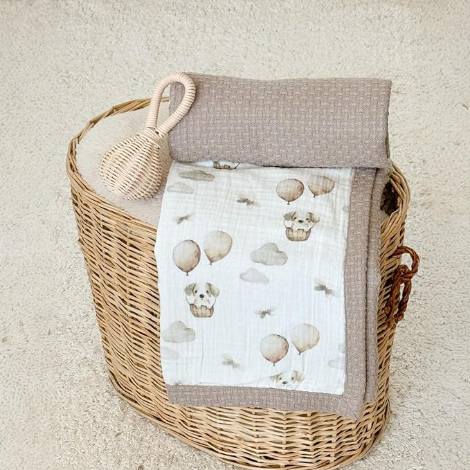 Personalized Baby Blanket with Name – Handmade 100% Organic Cotton Newborn Gift | Custom Knit Blanket for Boys, Girls, Kids & Baby Showers