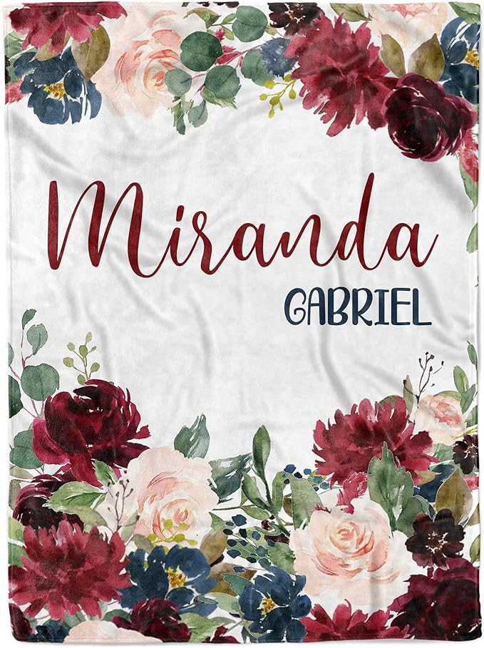 MDPrints Custom Baby Blankets for Boys and Girls, Personalized Baby Gifts, Customized Newborn Blanket with Name, Minky Plush Fleece (Floral 242)