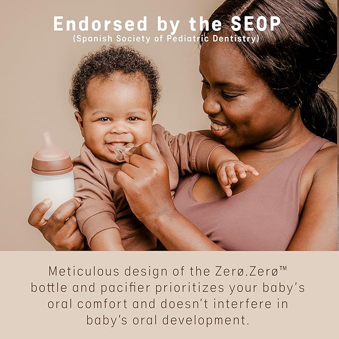Suavinex Zero Zero Newborn Starter Set Small Anti Colic Baby Bottle + Pacifier, No 1 Spanish Baby Bottle Brand, Minimizes Bottle Rejection & Nipple Confusion, Adaptable Flow - Deep