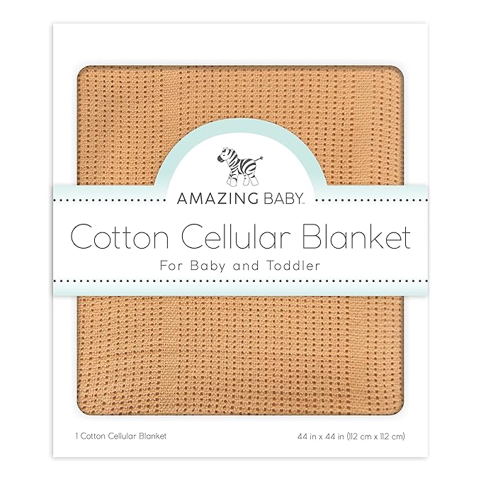 Amazing Baby Cellular Blanket, Premium Cotton Knit, Ultra Soft, Breathable, Cozy Gift for Baby Boys and Girls, Favorite Toddler Blanket, 44 x 44 inches (112 x 112 cm), Butterum