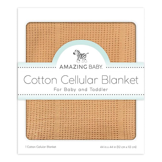 Amazing Baby Cellular Blanket, Premium Cotton Knit, Ultra Soft, Breathable, Cozy Gift for Baby Boys and Girls, Favorite Toddler Blanket, 44 x 44 inches (112 x 112 cm), Butterum