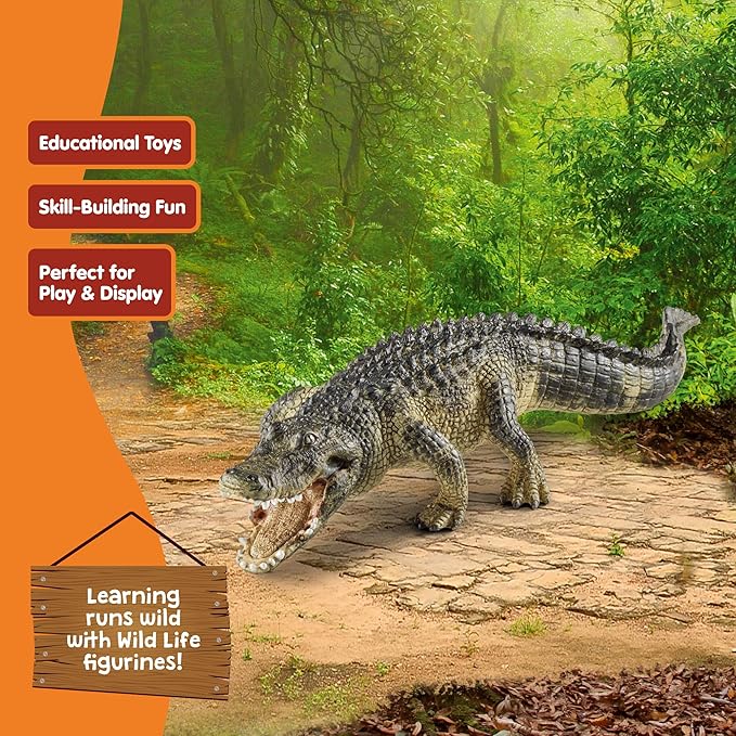 Schleich Wild Life Realistic Alligator Figurine with Movable Jaw - Detailed Alligator Toy Figure, Durable for Education and Fun Play, Perfect for Boys and Girls, Gift for Kids Ages 3+