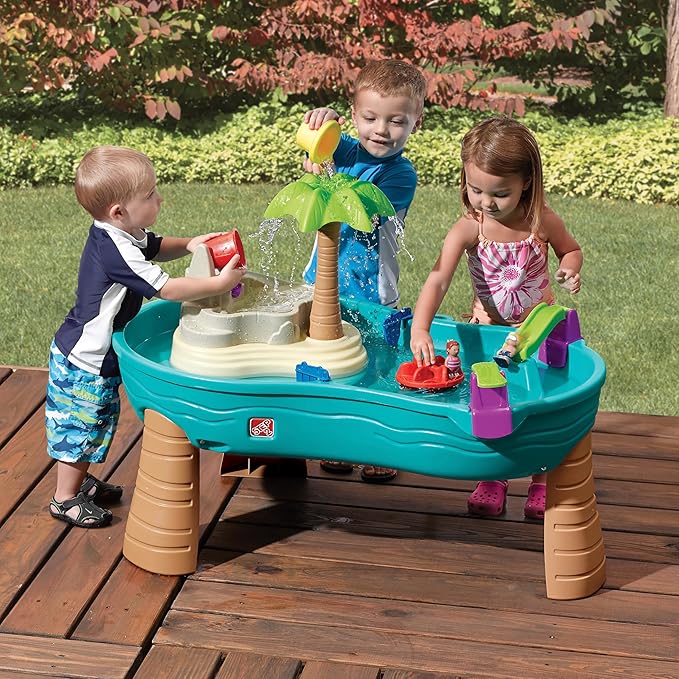Step2 Splish Splash Seas Water Table, Kids Water Table Activity Sensory Playset, Summer Outdoor Toys, 9 Piece Water Toy Accessories, For Toddlers 1.5+ Years Old, Blue & Purple