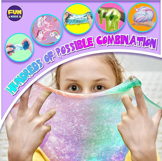 Fluffy Unicorn Slime Kit for Girls, FunKidz Cloud Slime Gift for Ages 6+ Kids Fun Slime Making Kit Awesome Craft Toy Birthday Present Ideas