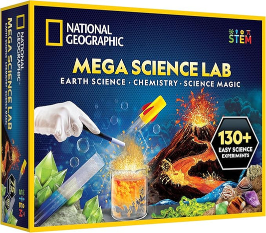 National Geographic Mega Science Lab - Science Kit for Kids with 130+ Easy Experiments, Featuring Earth Science, Chemistry Set, and Magic STEM Projects for Boys and Girls (Amazon Exclusive)