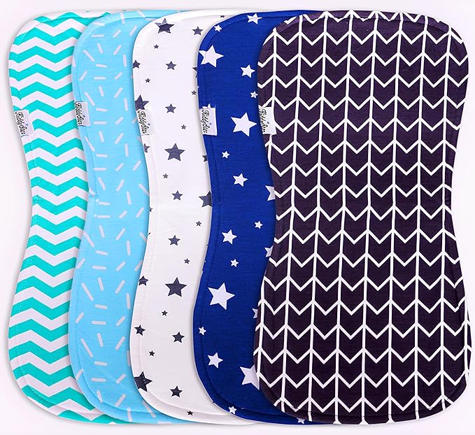 5-Pack Organic Cotton Burp Cloths – Large, Ultra-Soft 3-Layer Towels for Burping, Shoulder & Hand Use, Highly Absorbent