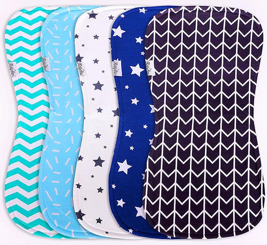 5-Pack Organic Cotton Burp Cloths – Large, Ultra-Soft 3-Layer Towels for Burping, Shoulder & Hand Use, Highly Absorbent
